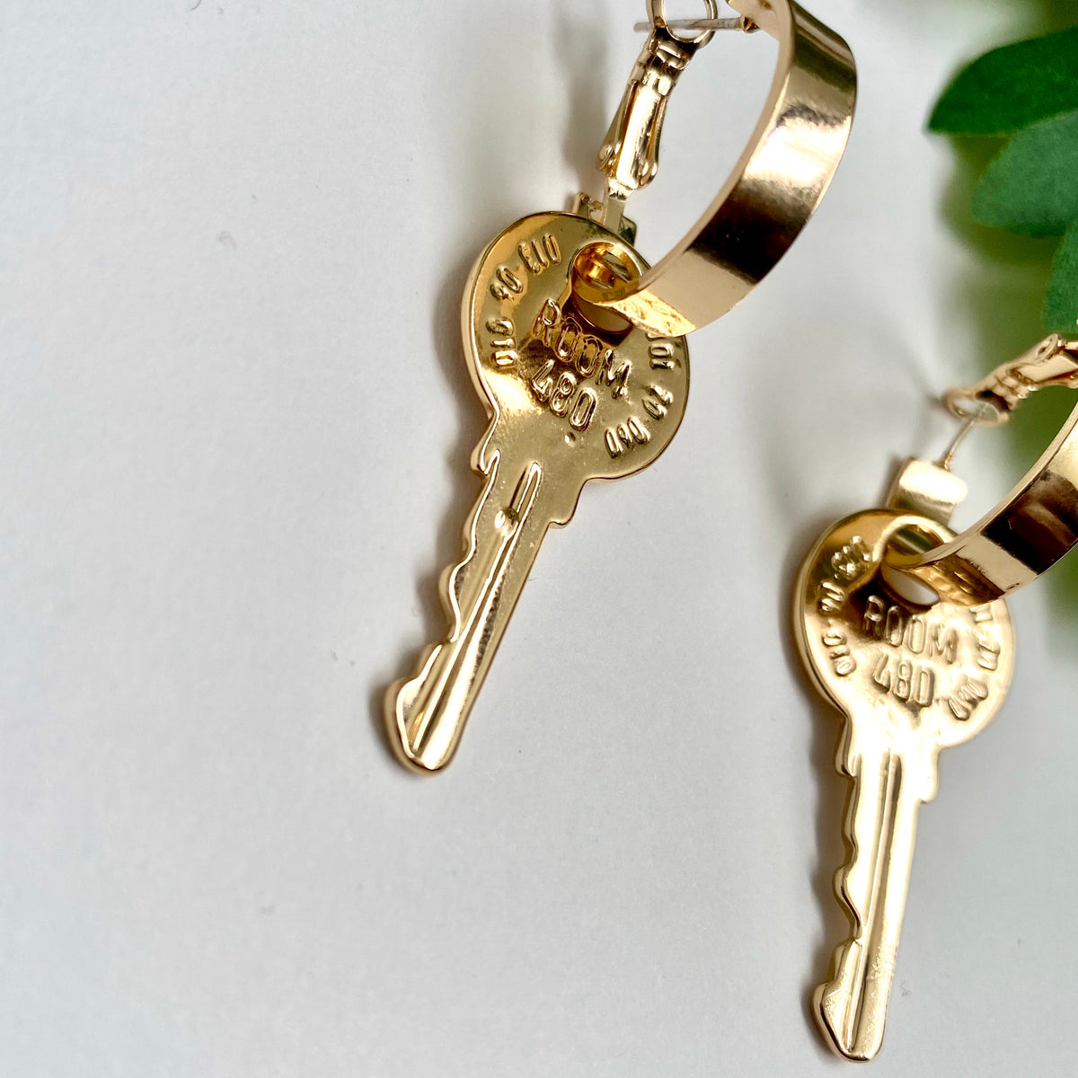 On Lock” Gold Key Earrings – Honey and Bananas